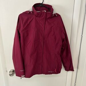 Eddie Bauer Red Ski Jacket with Hood and Water-Resistant Fabric